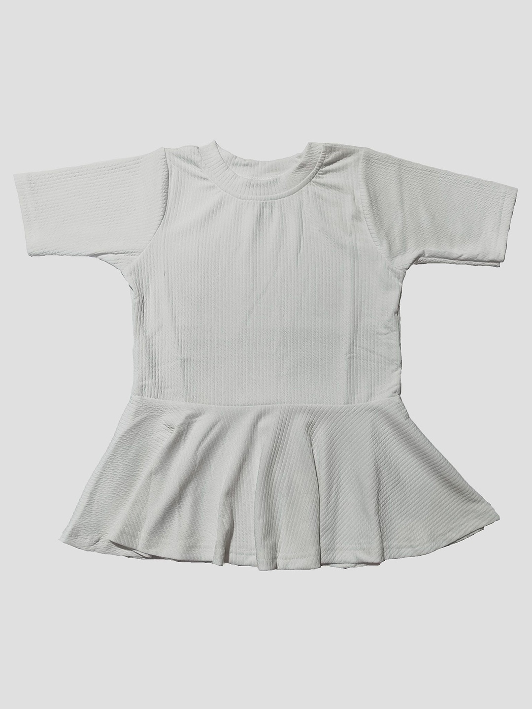 

BAESD Ruffled Girls Round Neck Regular Short Sleeves Fit & Flare Mini Dress, White