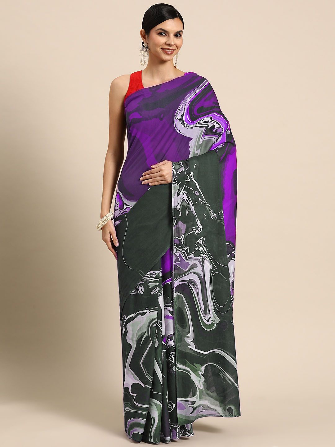 

BUTA BUTI Pure Cotton Saree, Purple