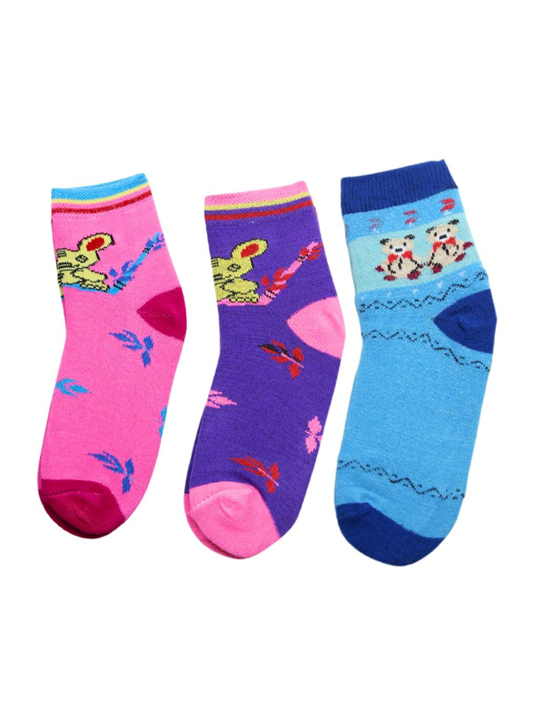 

BAESD Kids Pack Of 3 Patterned Cotton Ankle Length Socks, Blue