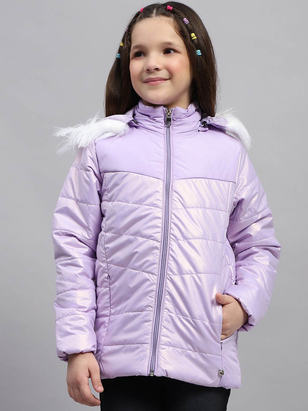 

Monte Carlo Girls Solid Hooded Parka Jacket, Lavender