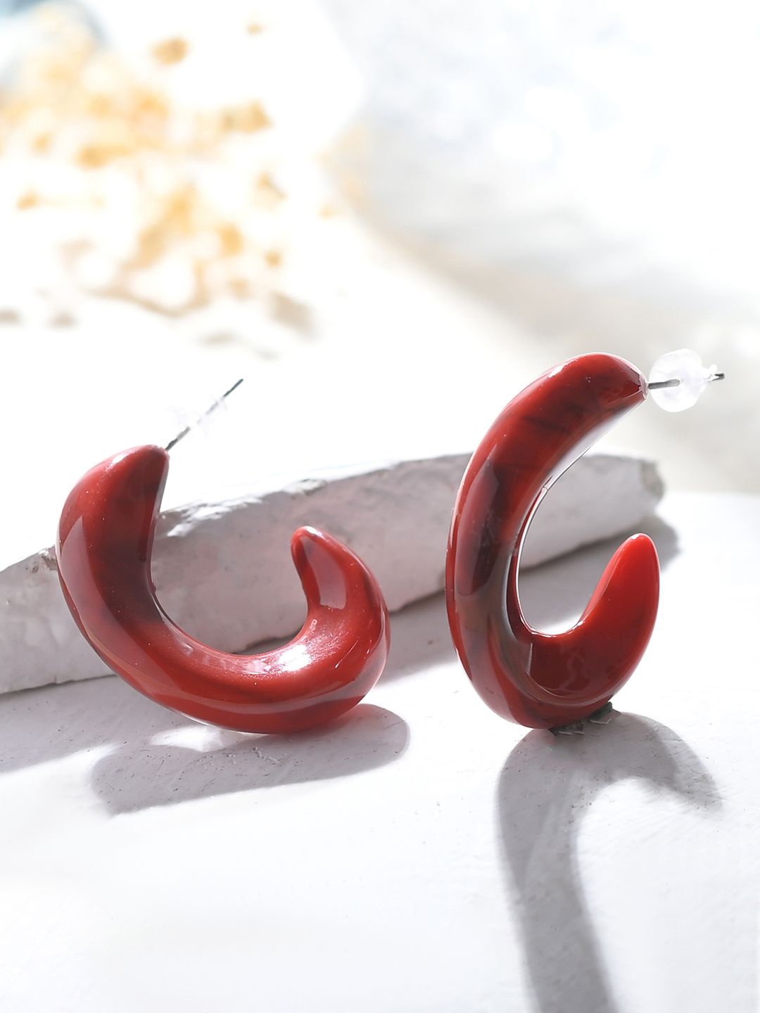 

Voylla Quirky Half Hoop Earrings, Red