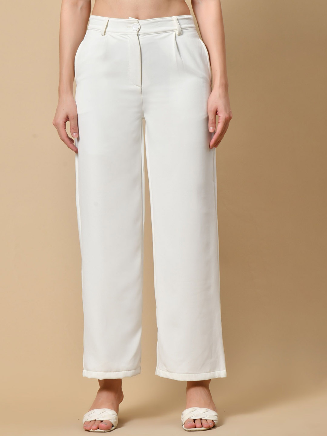

PANDORNA Women High-Rise Trousers, White
