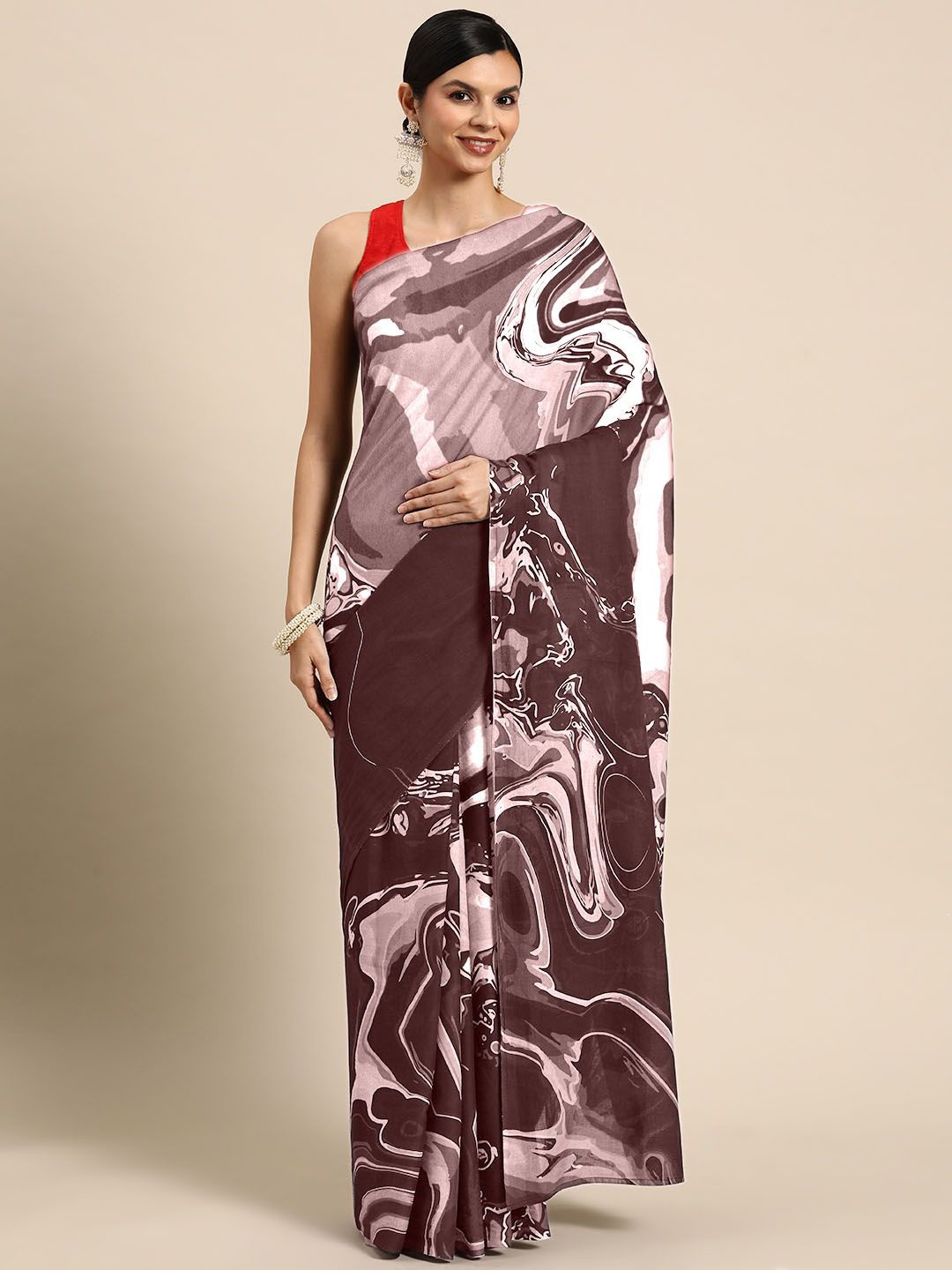 

BUTA BUTI Pure Cotton Printed Saree, Mauve