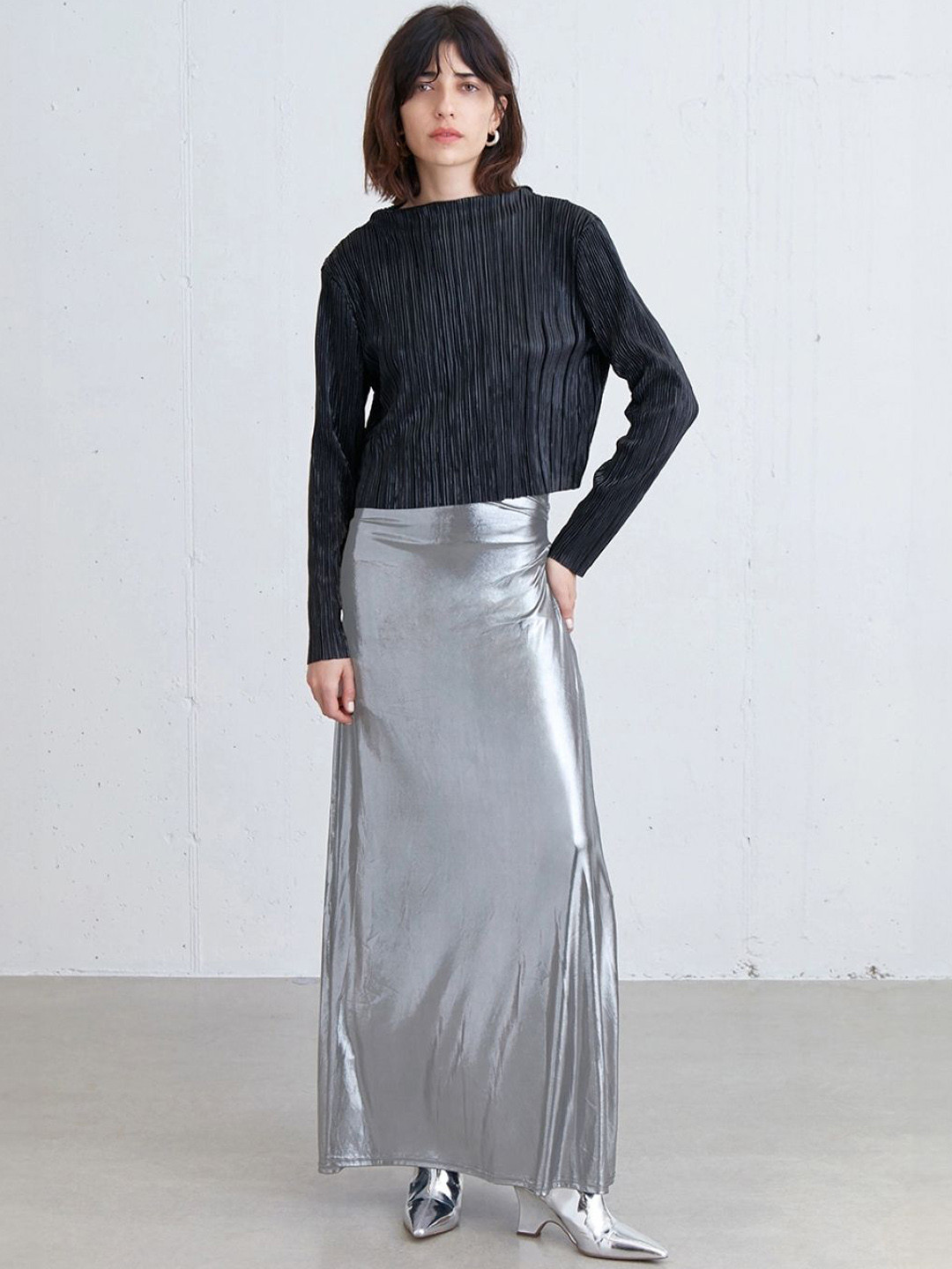 

KPOP Women Solid Straight Maxi Skirts, Silver
