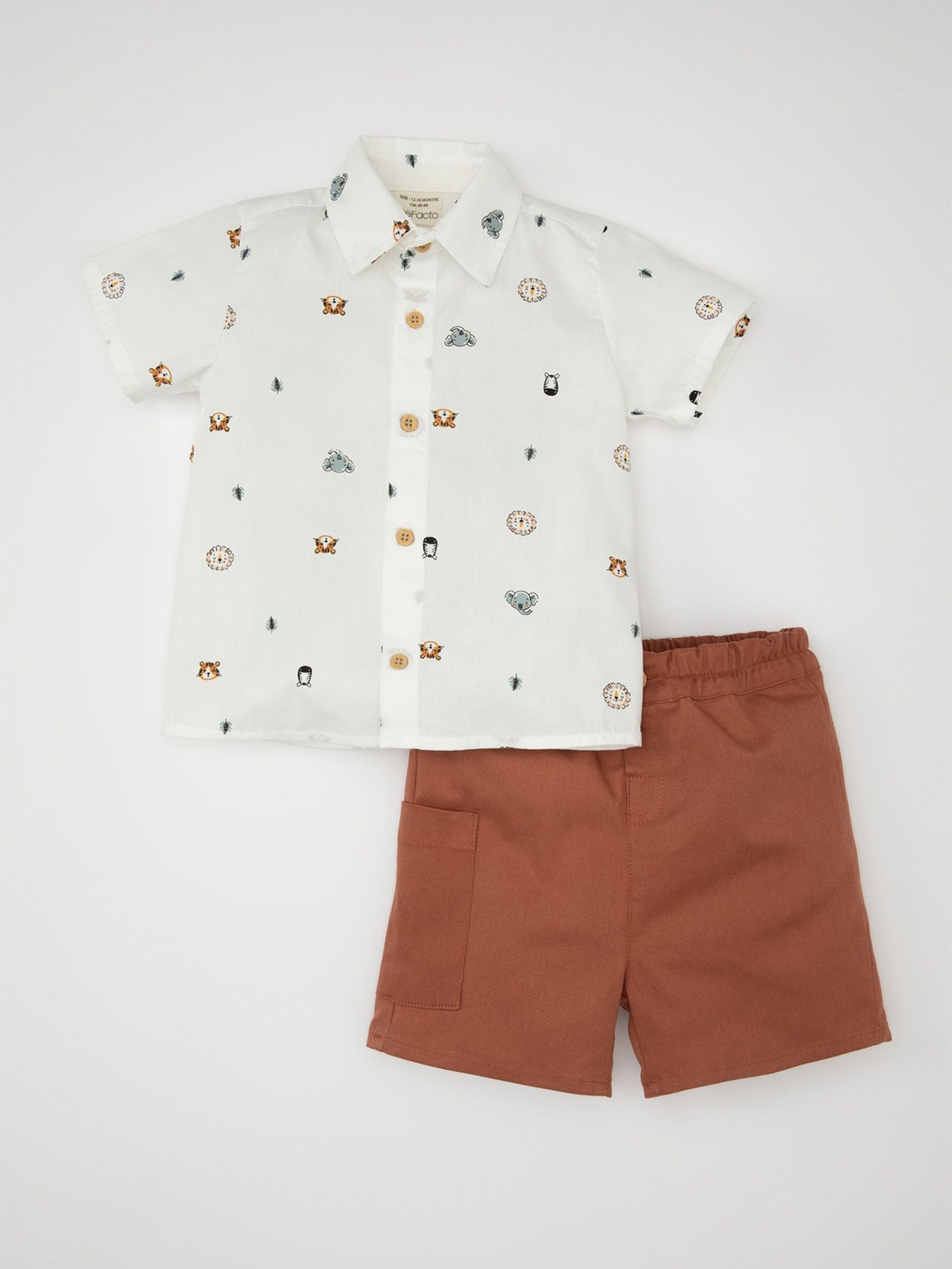 

DeFacto Boys Conversational Printed Shirt With Shorts, White