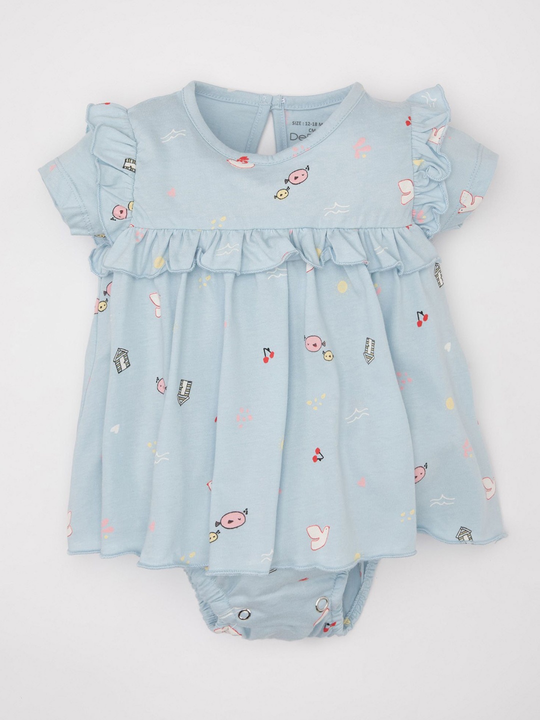 

DeFacto Infants Girls Printed Rompers, Blue