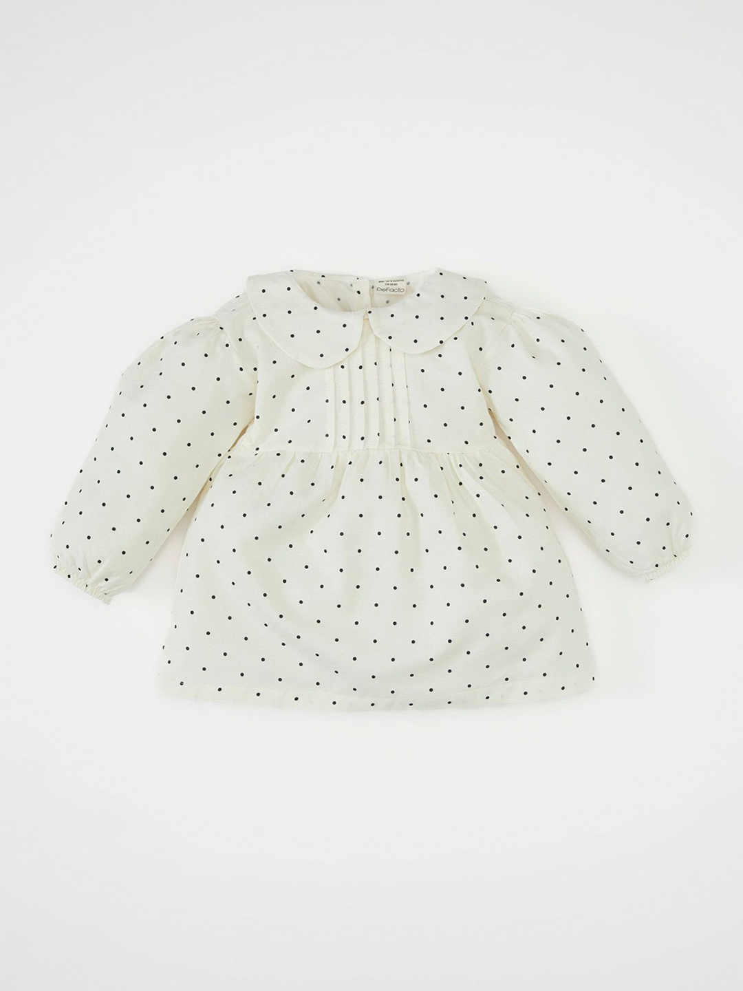 

DeFacto Girls Polka Dot Printed Peter Pan Collar Cotton A-Line Dress, White