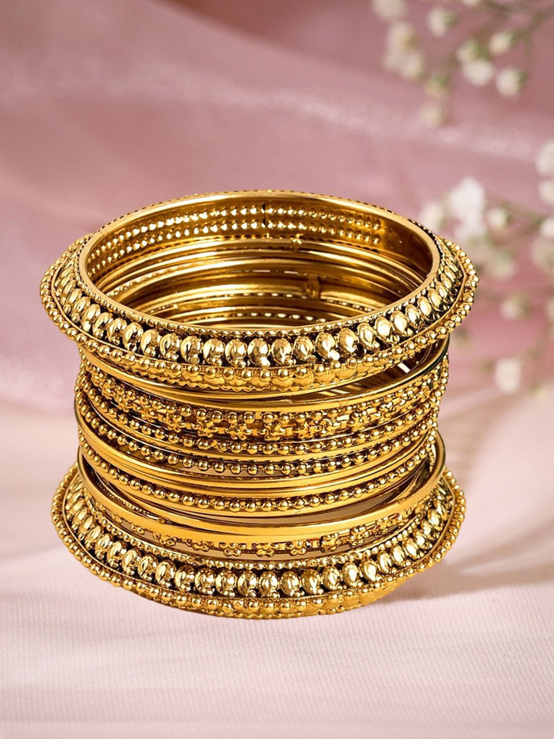 

Anouk Set Of 16 Antique Bangles, Gold