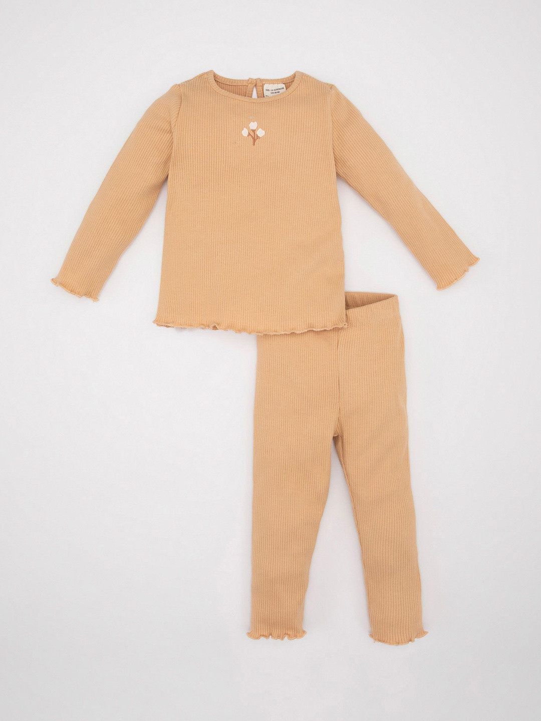 

DeFacto Girls Self Design Top With Trousers, Beige