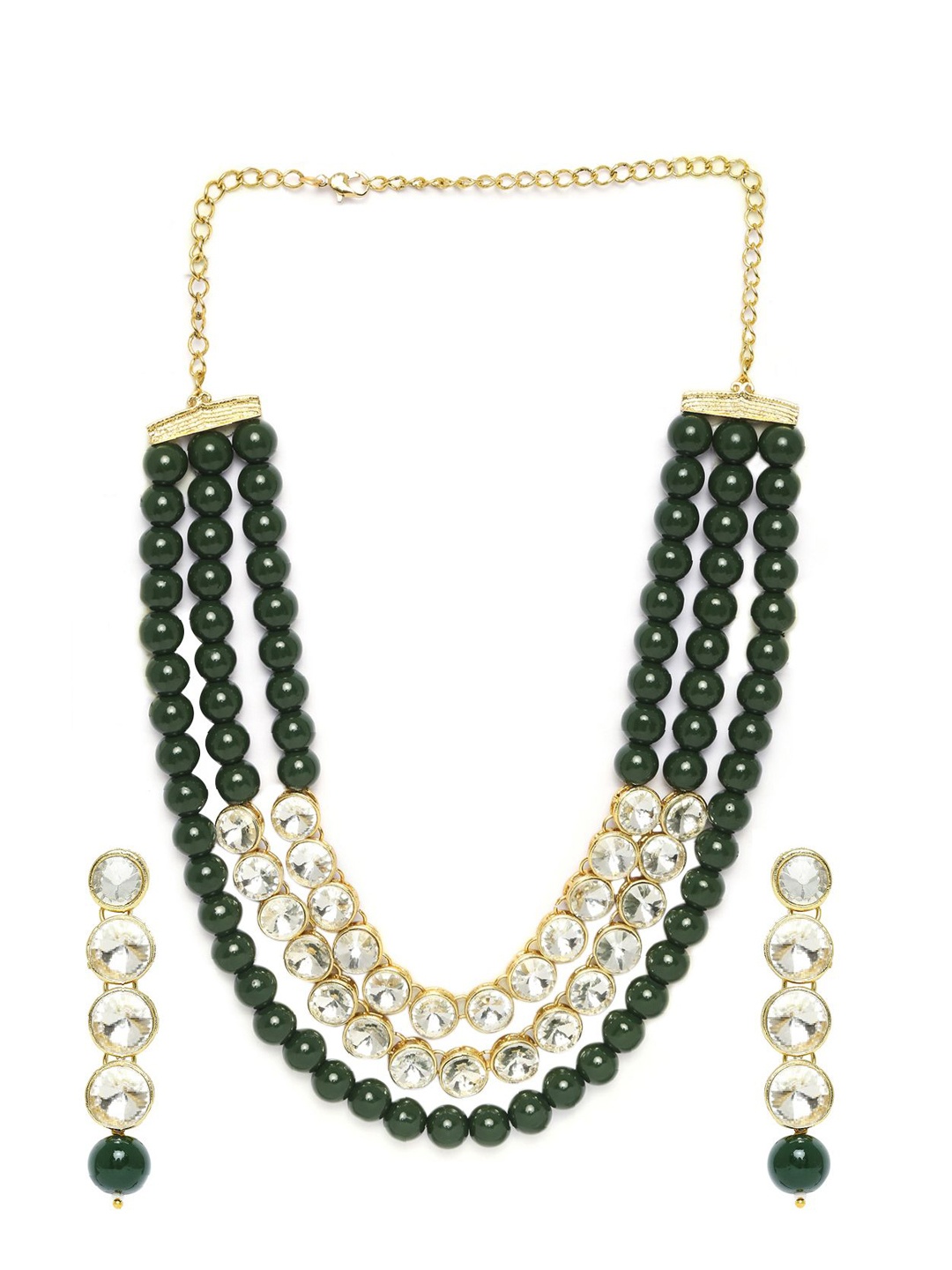

House of Pataudi Kundan Stone Studded & Beaded Jewellery Set, Gold