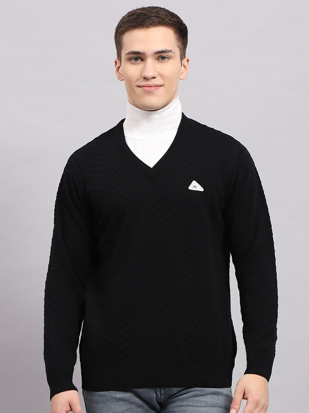 

Monte Carlo Men Self Design Pullover, Black