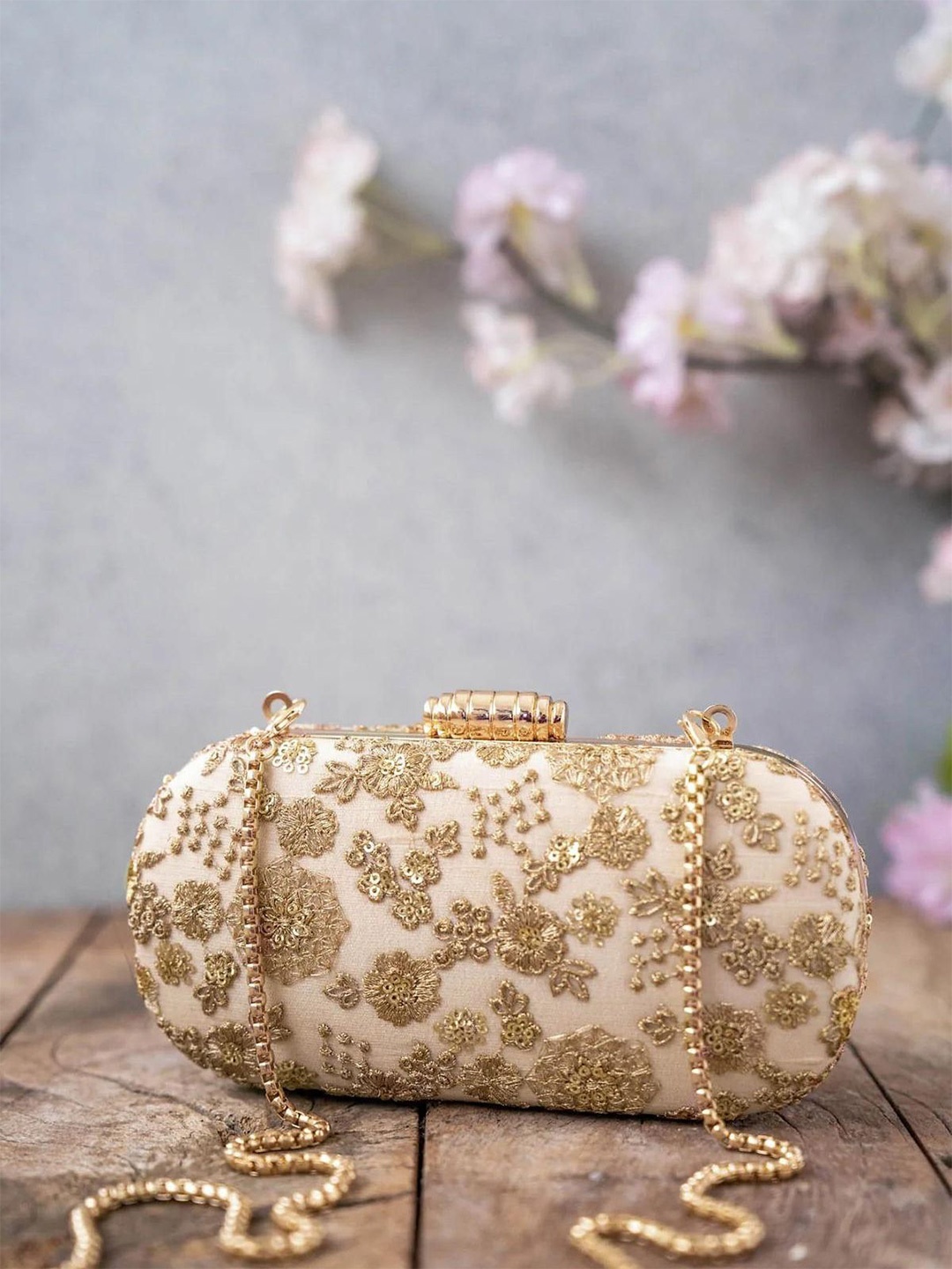 

AMYRA Floral Embellished Shopper Sling Bag, Beige