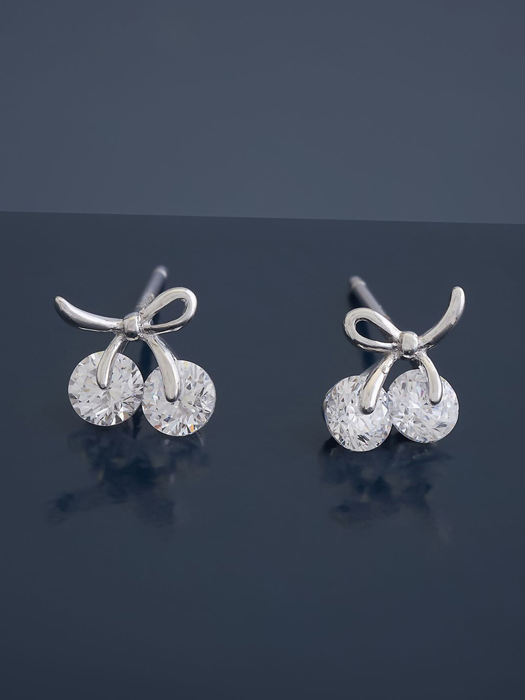 

Kushal's Fashion Jewellery 92.5 Pure Silver Rhodium Plated Cubic Zirconia Classic Studs