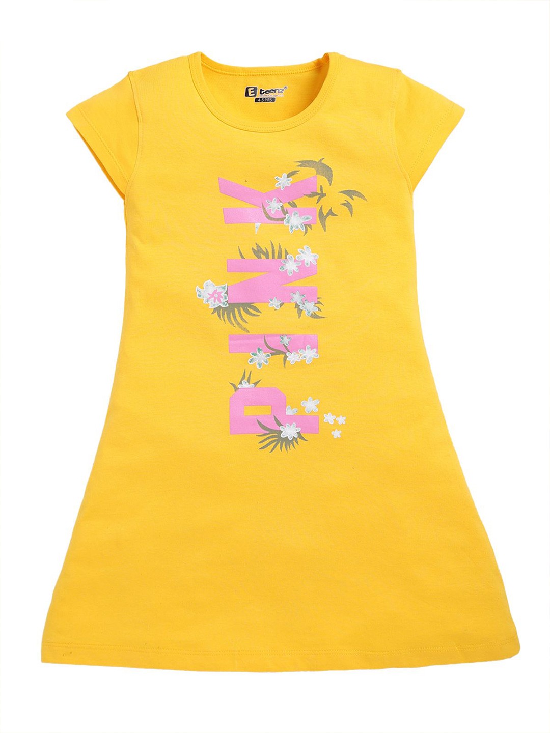 

E-TEENZ Kids-Girls Printed Cotton A-Line Mini Dress, Yellow