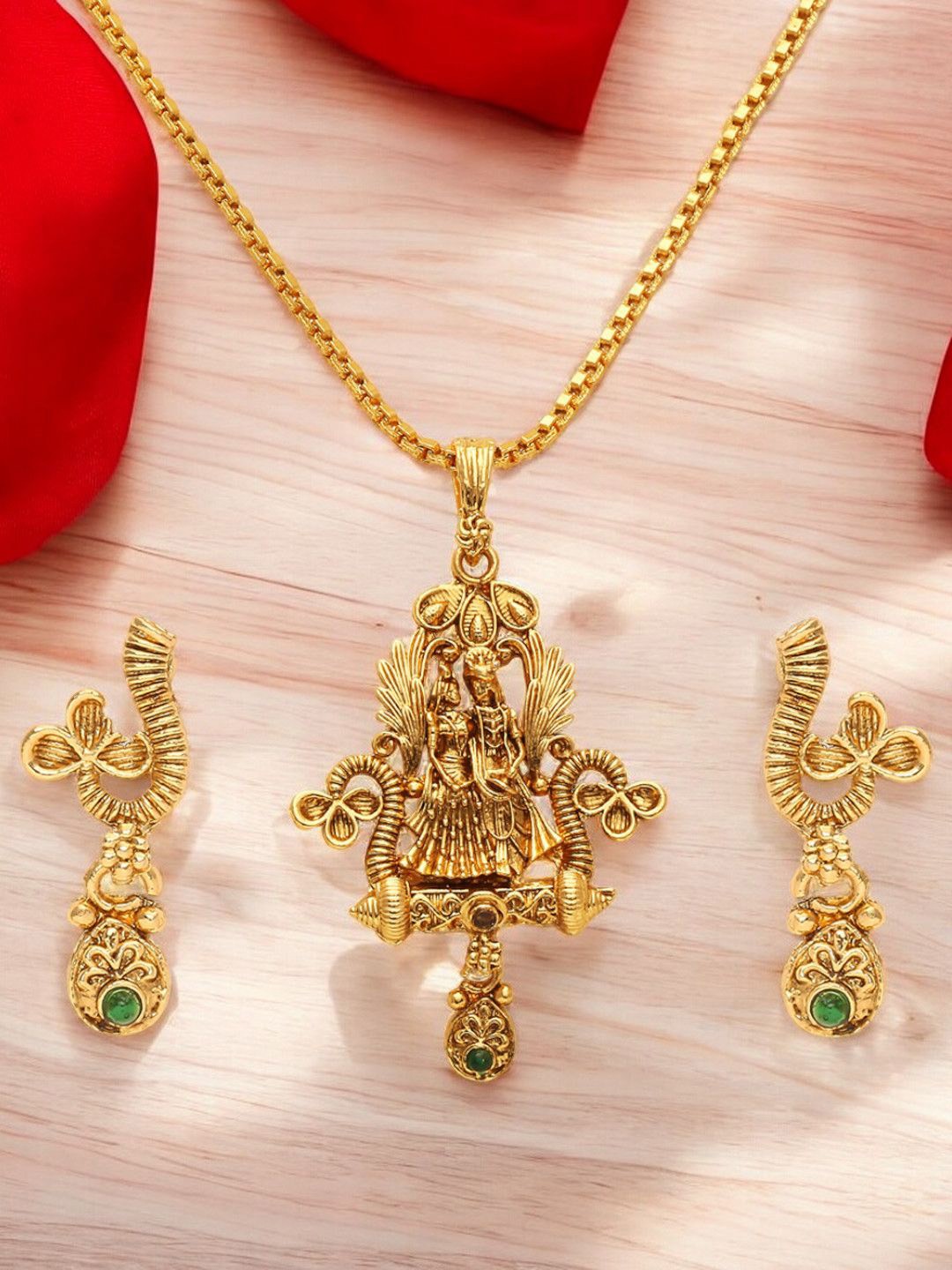 

Anouk Stone Studded Temple Jewellery Set, Gold