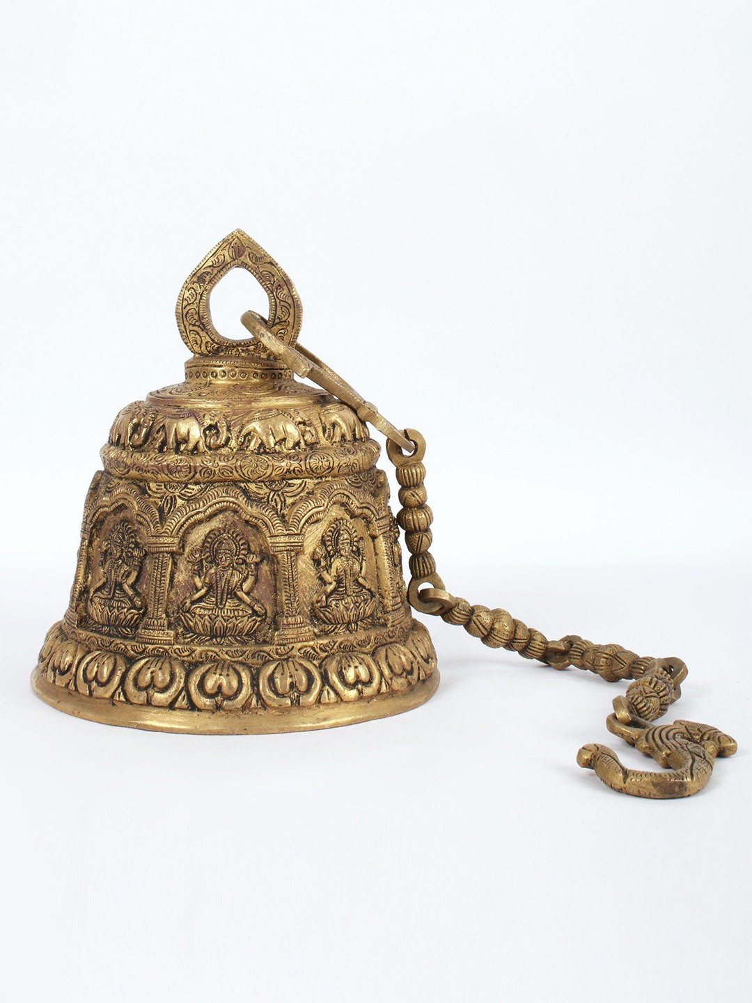 

Exotic India 29'' Brass Engraved Ashtalakshmi Bell, Gold