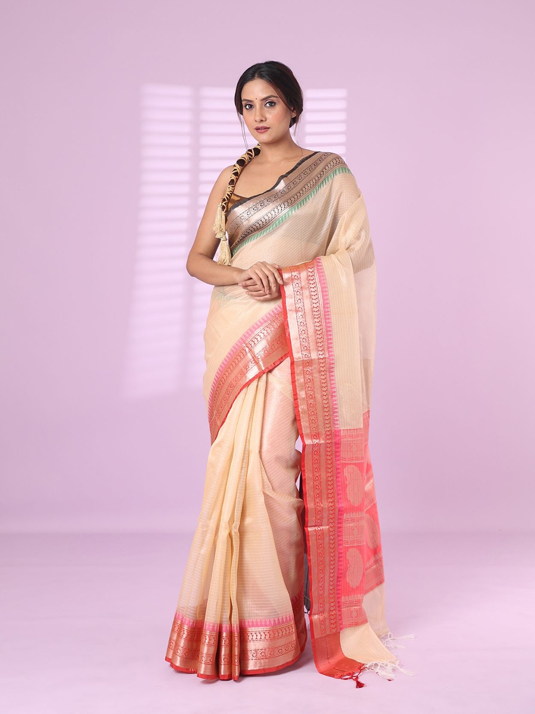 

Charukriti Woven Design Zari Saree, Beige