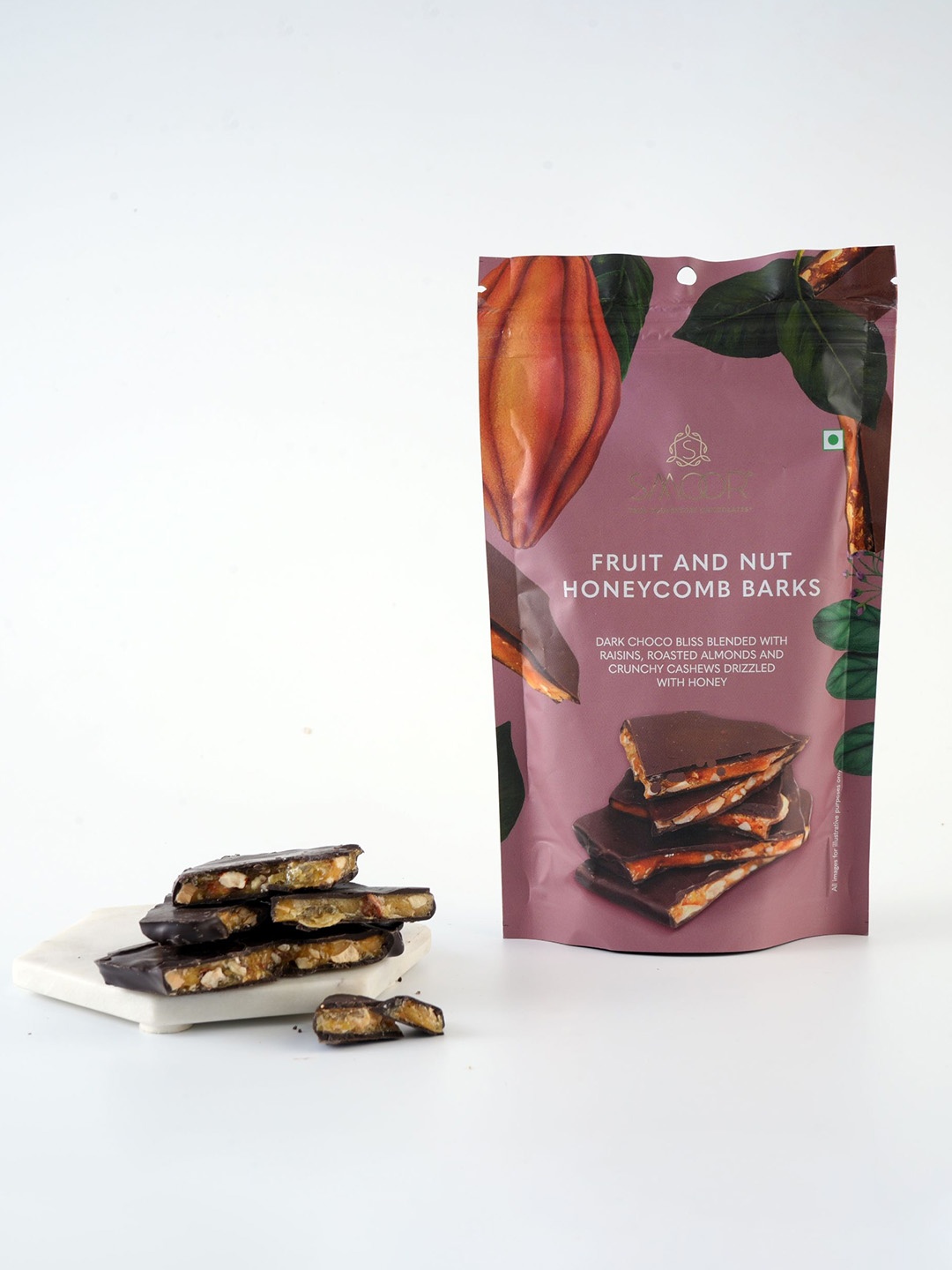 

SMOOR Fruit and Nut Honeycomb Barks Chocolates - 90 g, Maroon
