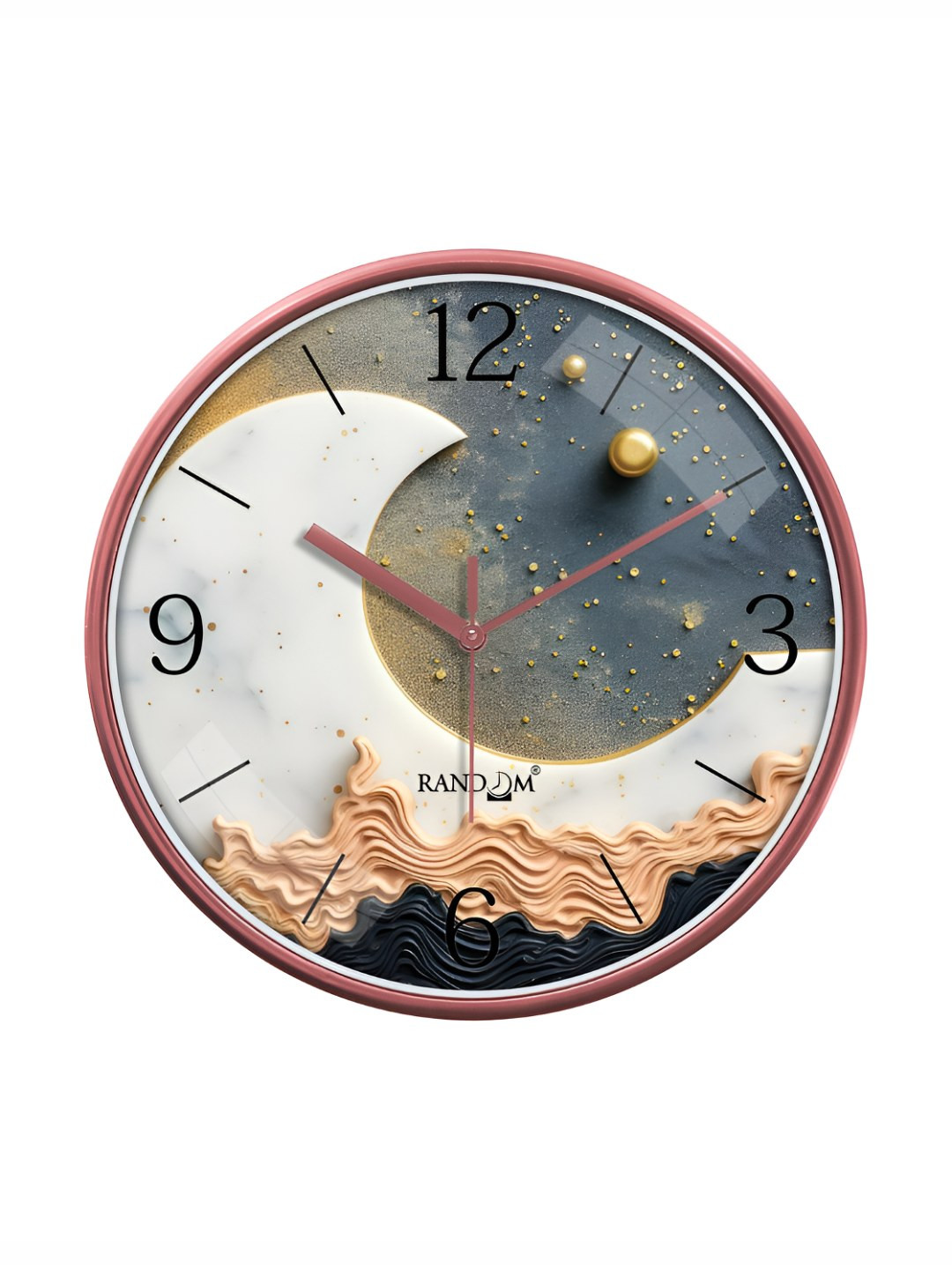 

RANDOM Printed Round Shaped Sweep Silent Movement Contemporary Wall Clock, Pink