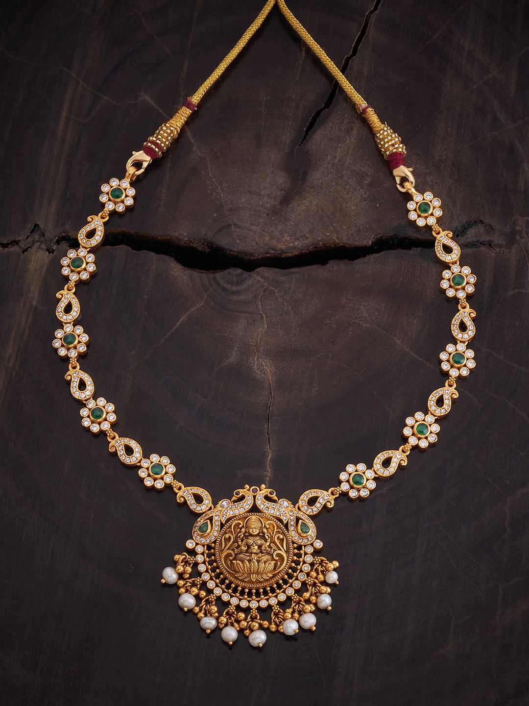 

Kushal's Fashion Jewellery Gold Plated 92.5 Pure Silver Temple Necklace