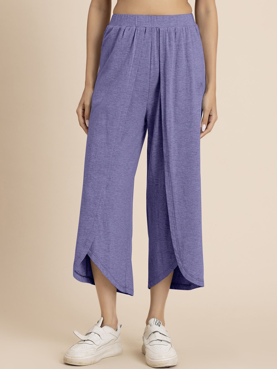 

Moomaya Women Loose Fit High-Rise Parallel Trousers, Lavender