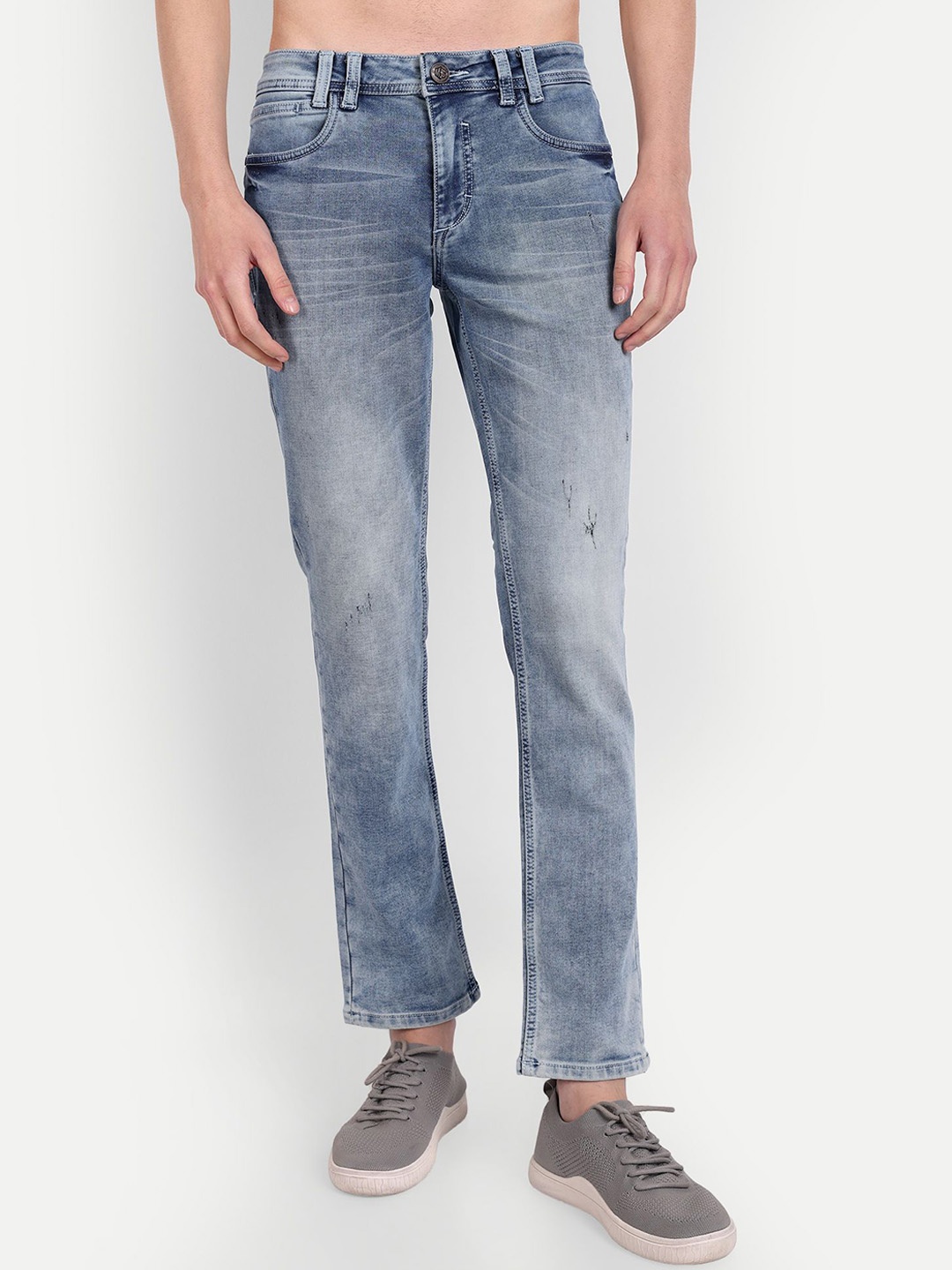 

MEGHZ Men Micheal Slim Fit Heavy Fade Stretchable Jeans, Blue