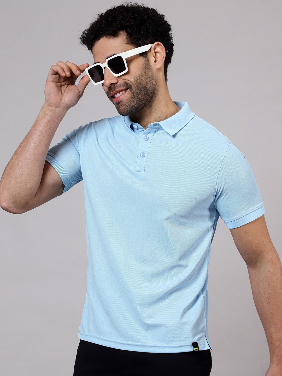 

Beyoung Men Solid Polo Collar Cotton T-shirt, Blue