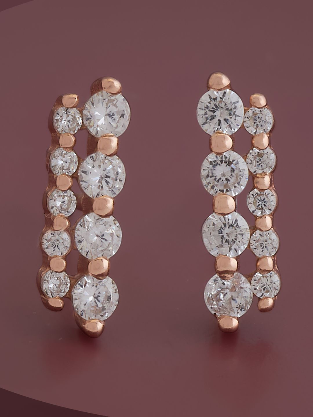 

Kushal's Fashion Jewellery Sterling Silver Cubic Zirconia Rose Gold-Plated Studs, White
