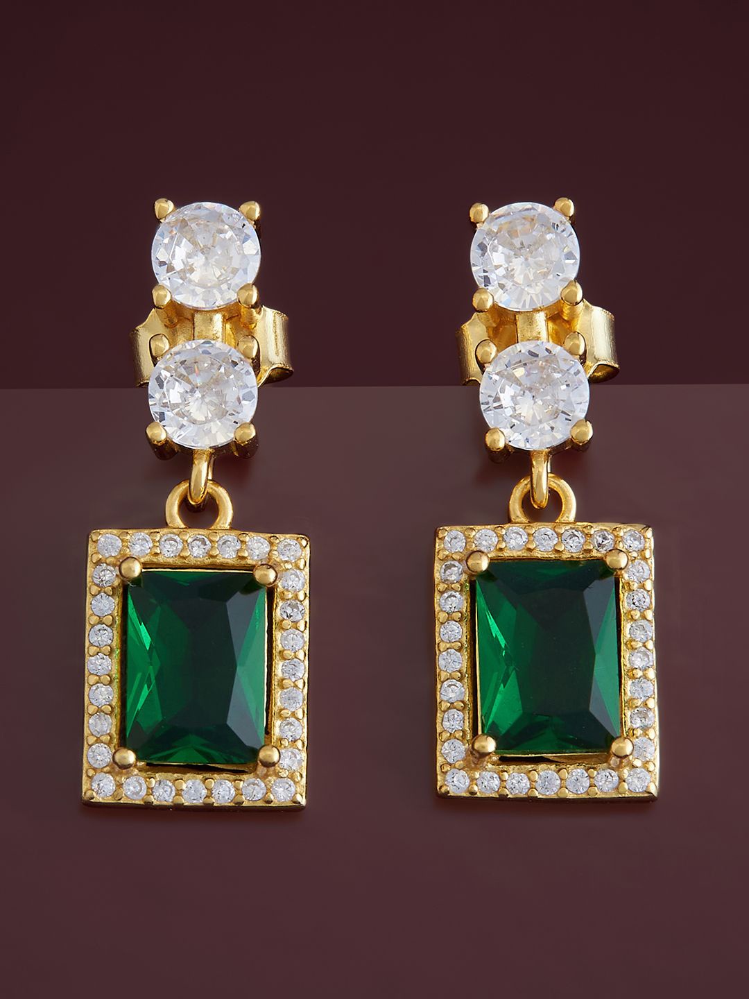 

Kushal's Fashion Jewellery Sterling Silver Cubic Zirconia Gold-Plated Drop Earrings