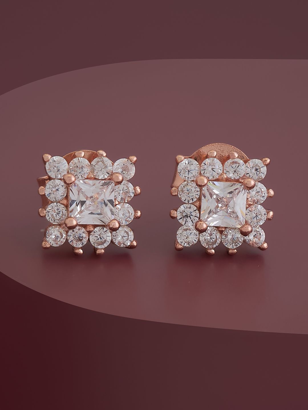 

Kushal's Fashion Jewellery 92.5 Pure Silver Classic Studs Earrings, Rose gold