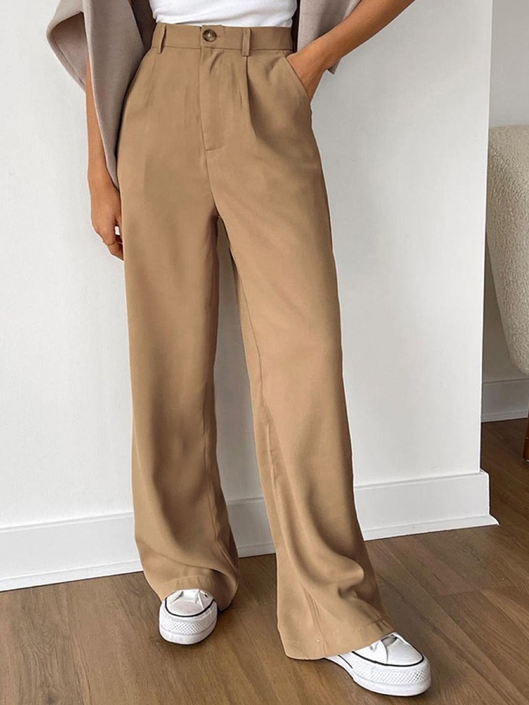 

KPOP Women Original Mid-Rise Formal Trousers, Brown