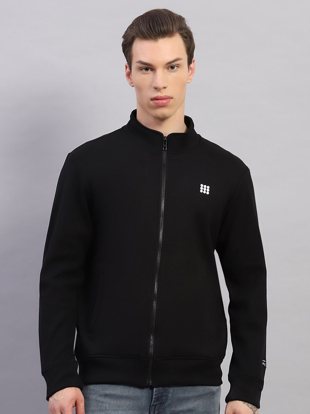 

rock.it Men Mock Collar Solid Sweatshirt, Black