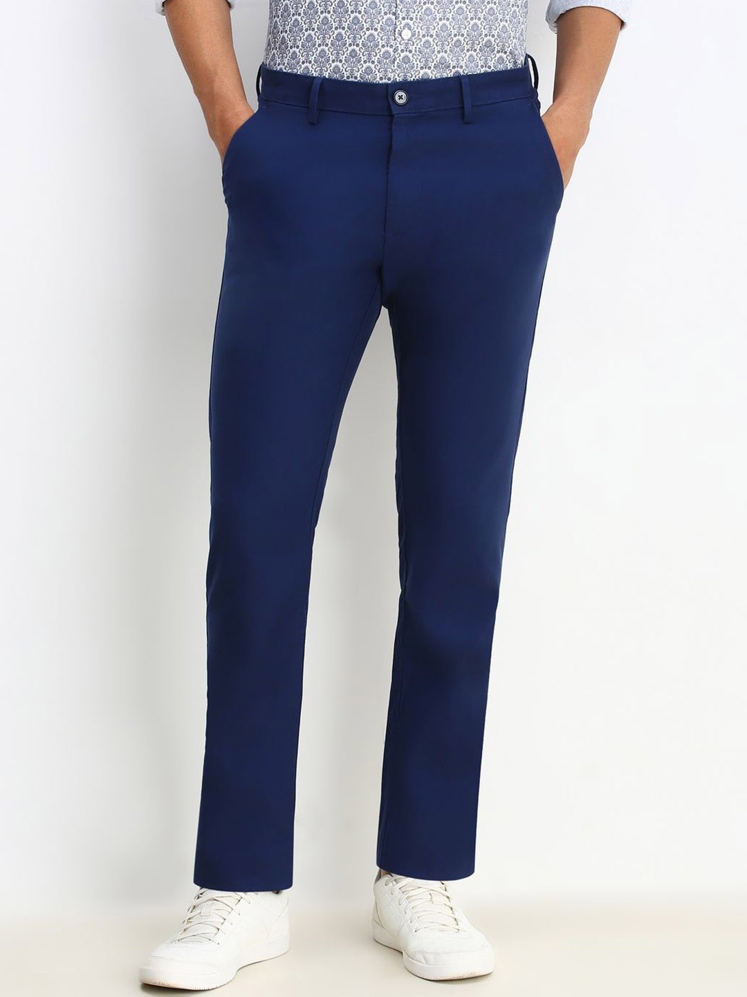 

Allen Solly Men Mid-Rise Trousers, Navy blue