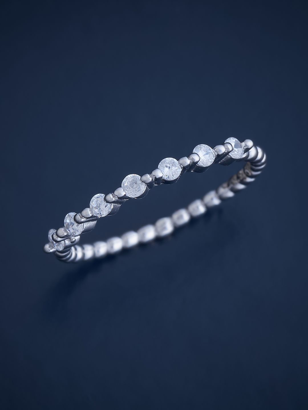 

Kushal's Fashion Jewellery Sterling Silver Cubic Zirconia Rhodium-Plated Finger Ring