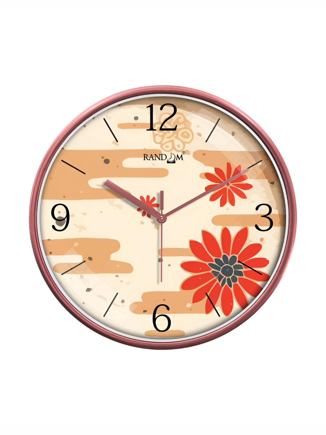 

RANDOM Printed Round Shaped Sweep Silent Movement Contemporary Wall Clock, Beige