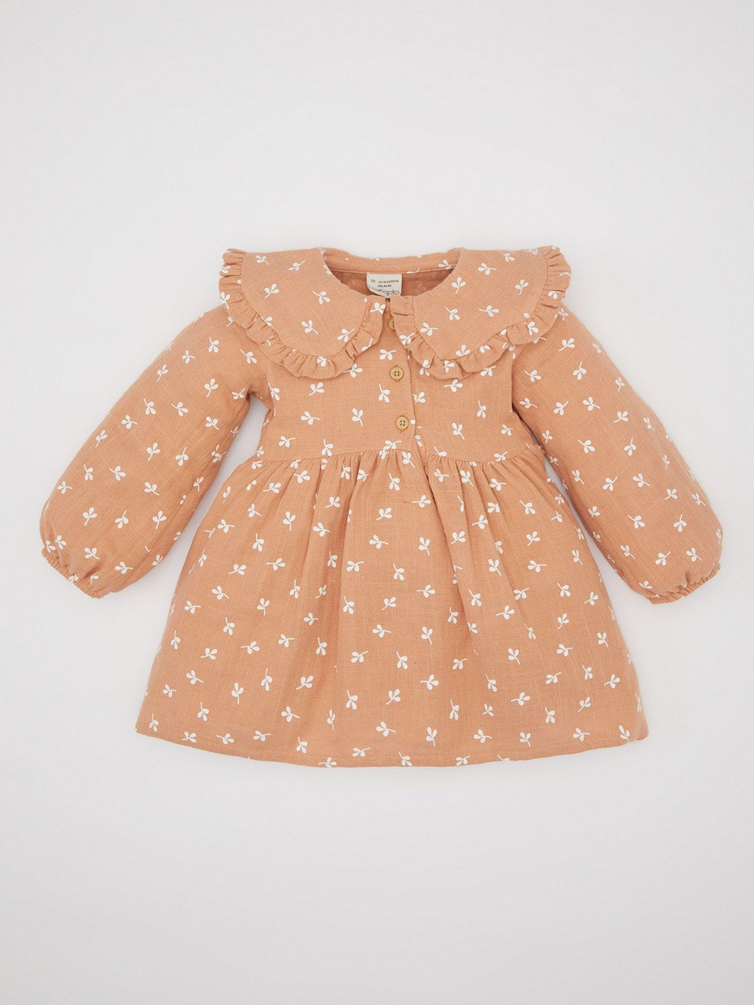 

DeFacto Kids-Girls Peter Pan Collar Fit & Flare Dress, Orange