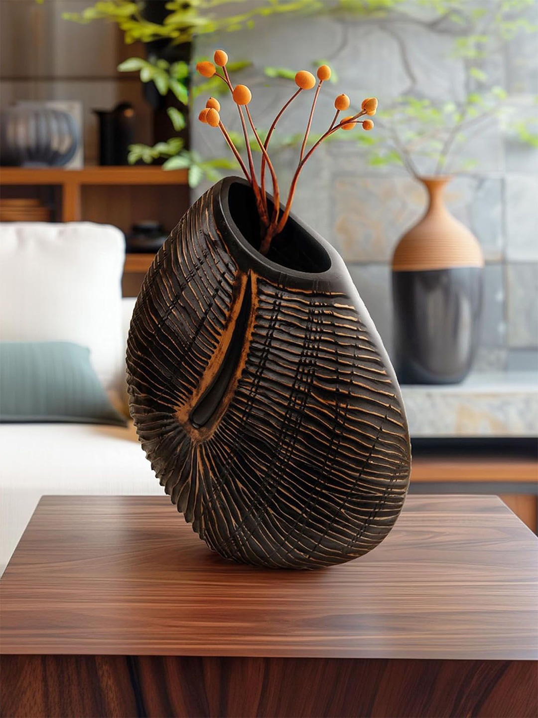 

Ekhasa Brown Textured Shell Vase