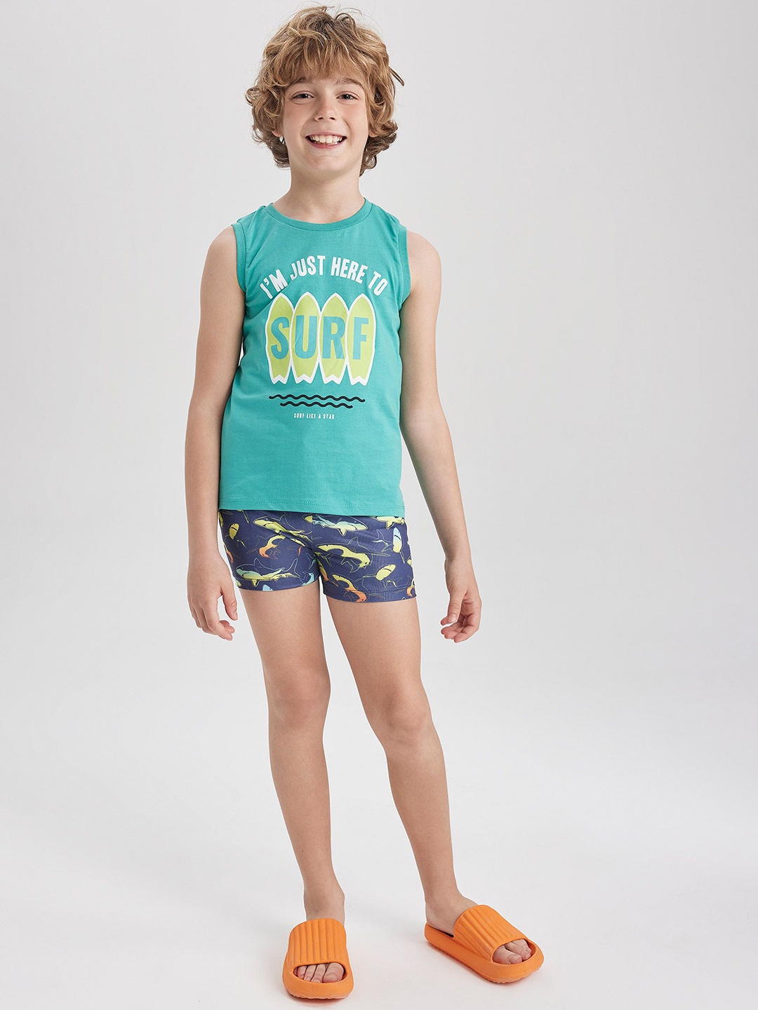 

DeFacto Boys Printed Swim Shorts, Blue