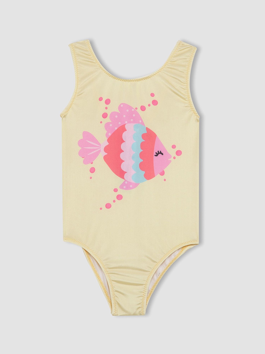 

DeFacto Girls Printed Round Neck Swim Set, Yellow