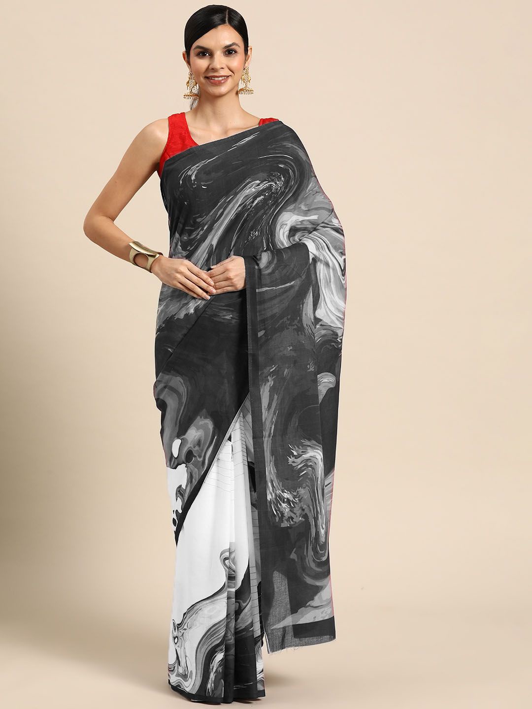 

BUTA BUTI Printed Pure Cotton Saree, Grey