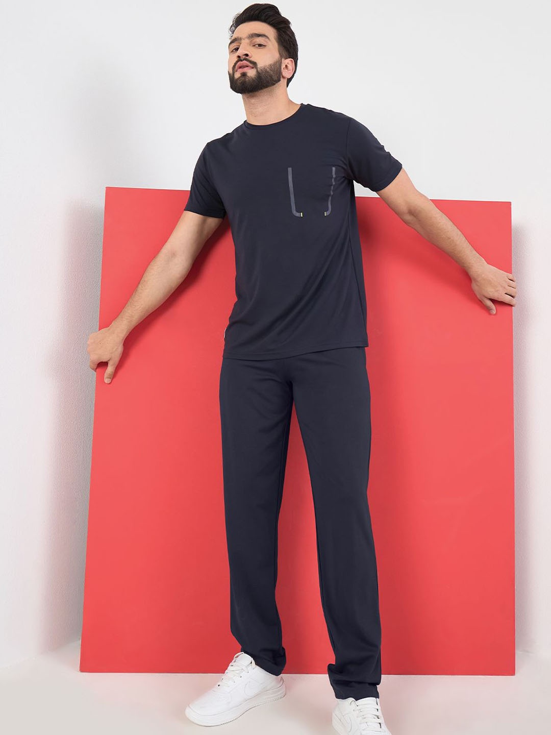 

Sweet Dreams Men Pure Cotton T-Shirt & Trouser Co-Ords, Navy blue