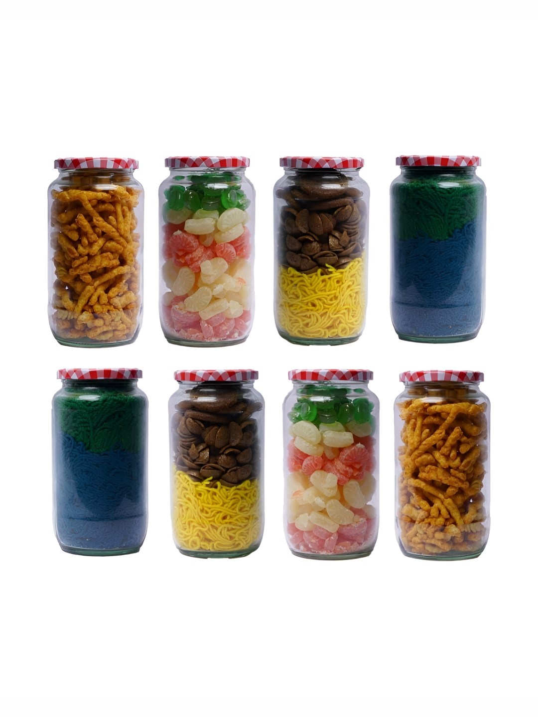 

CROCO JAR Piramal Transparent & Red 8 Pieces Glass Containers - 1000 ml