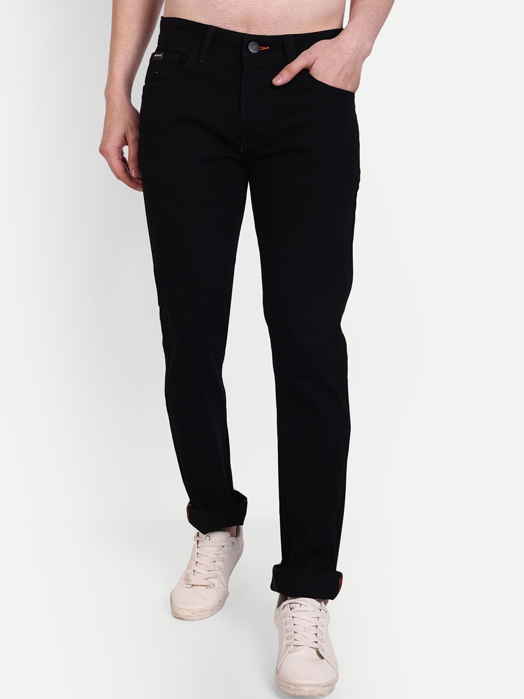 

MEGHZ Men Micheal Mid-Rise Slim Fit Stretchable Jeans, Black