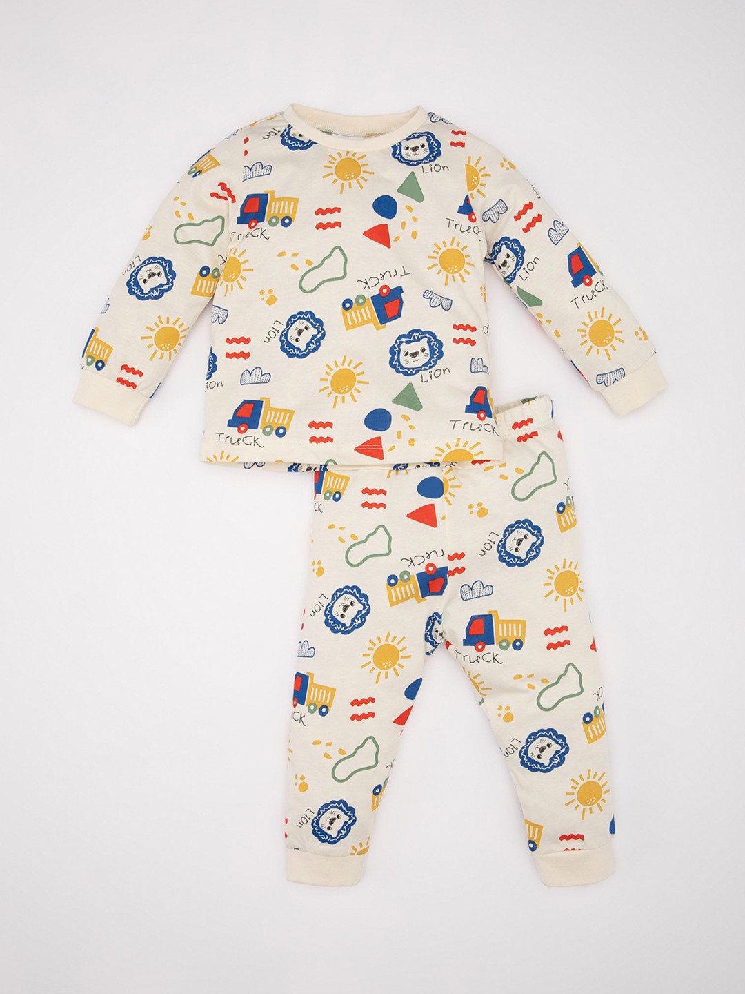 

DeFacto Boys Printed Pure Cotton Night suit, White