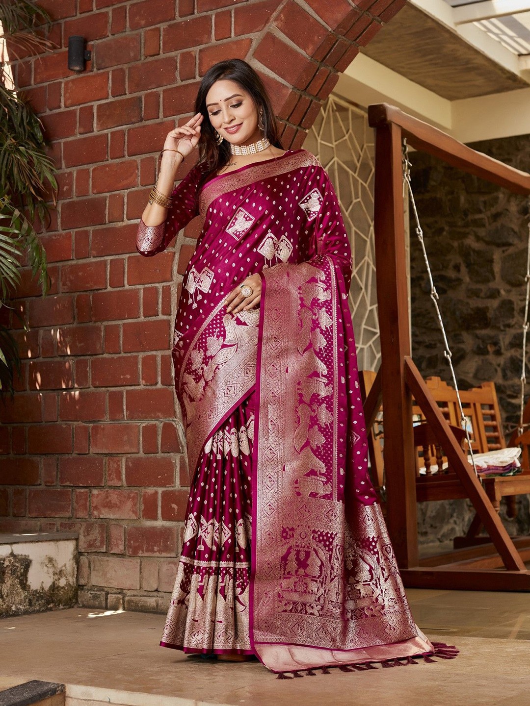 

Anaita Ethnic Motifs Zari Pure Silk Kanjeevaram Saree, Purple