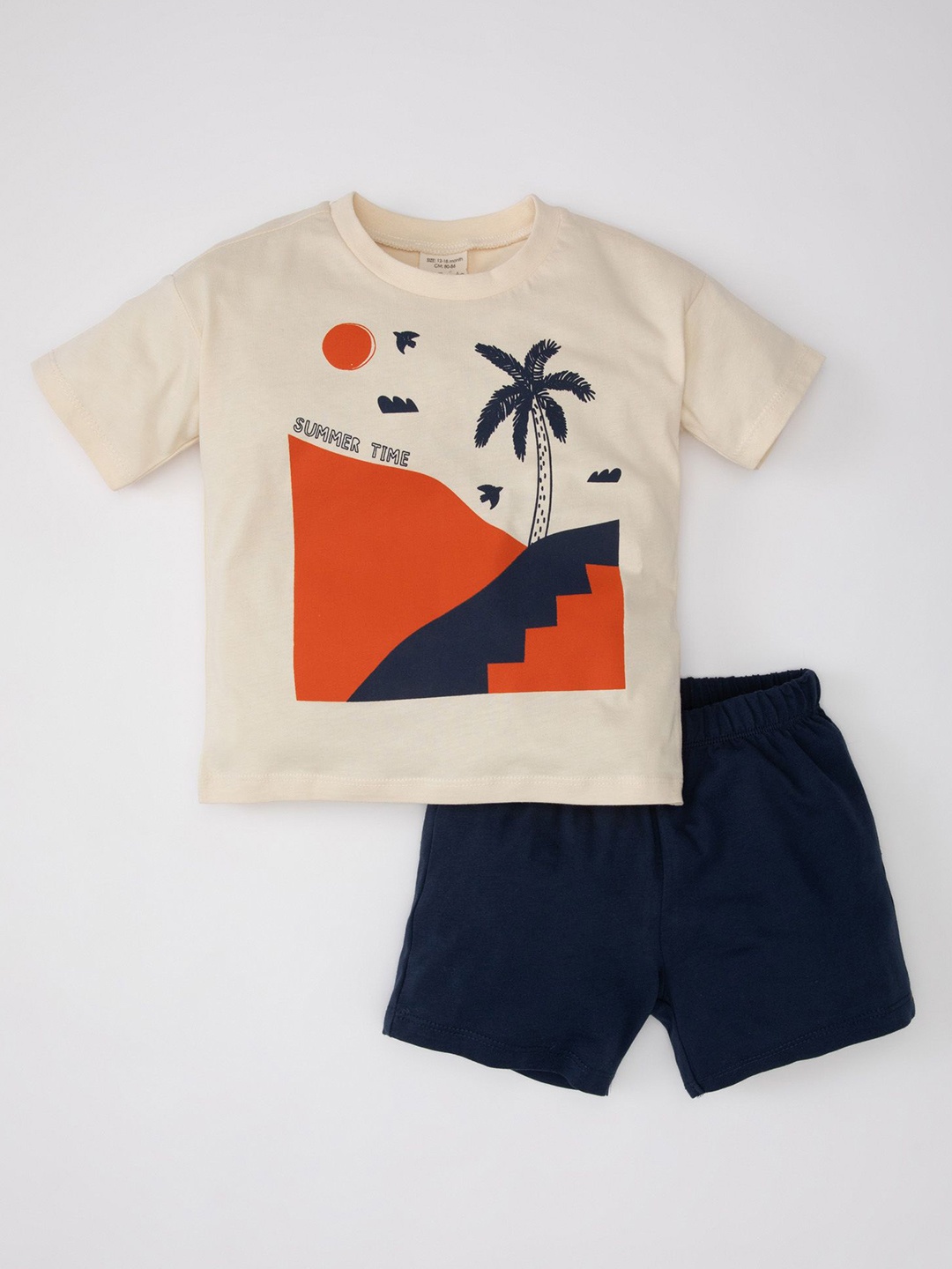 

DeFacto Boys v Pure Cotton T-shirt with Shorts, Cream