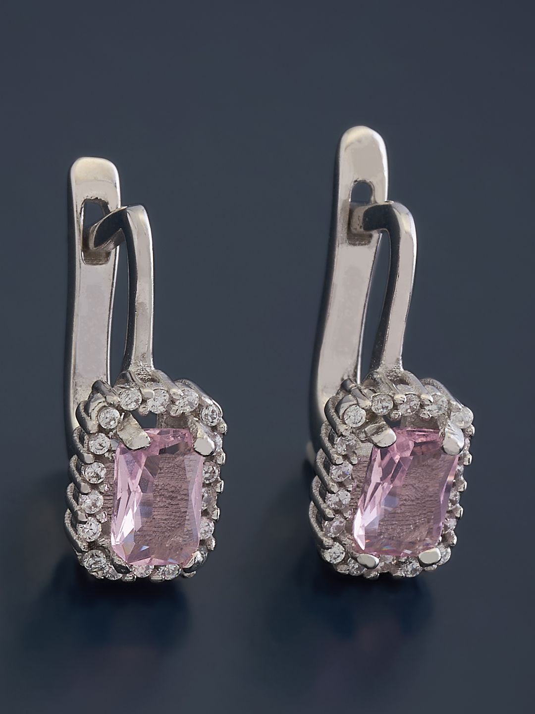 

Kushal's Fashion Jewellery Sterling Silver Cubic Zirconia Rhodium-Plated Hoop Earrings