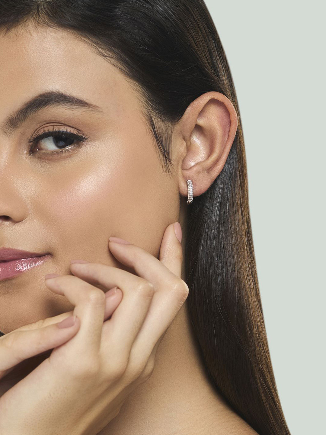 

Kushal's Fashion Jewellery 92.5 Sterling Silver Cubic Zirconia Rhodium-Plated Hoop Earrings