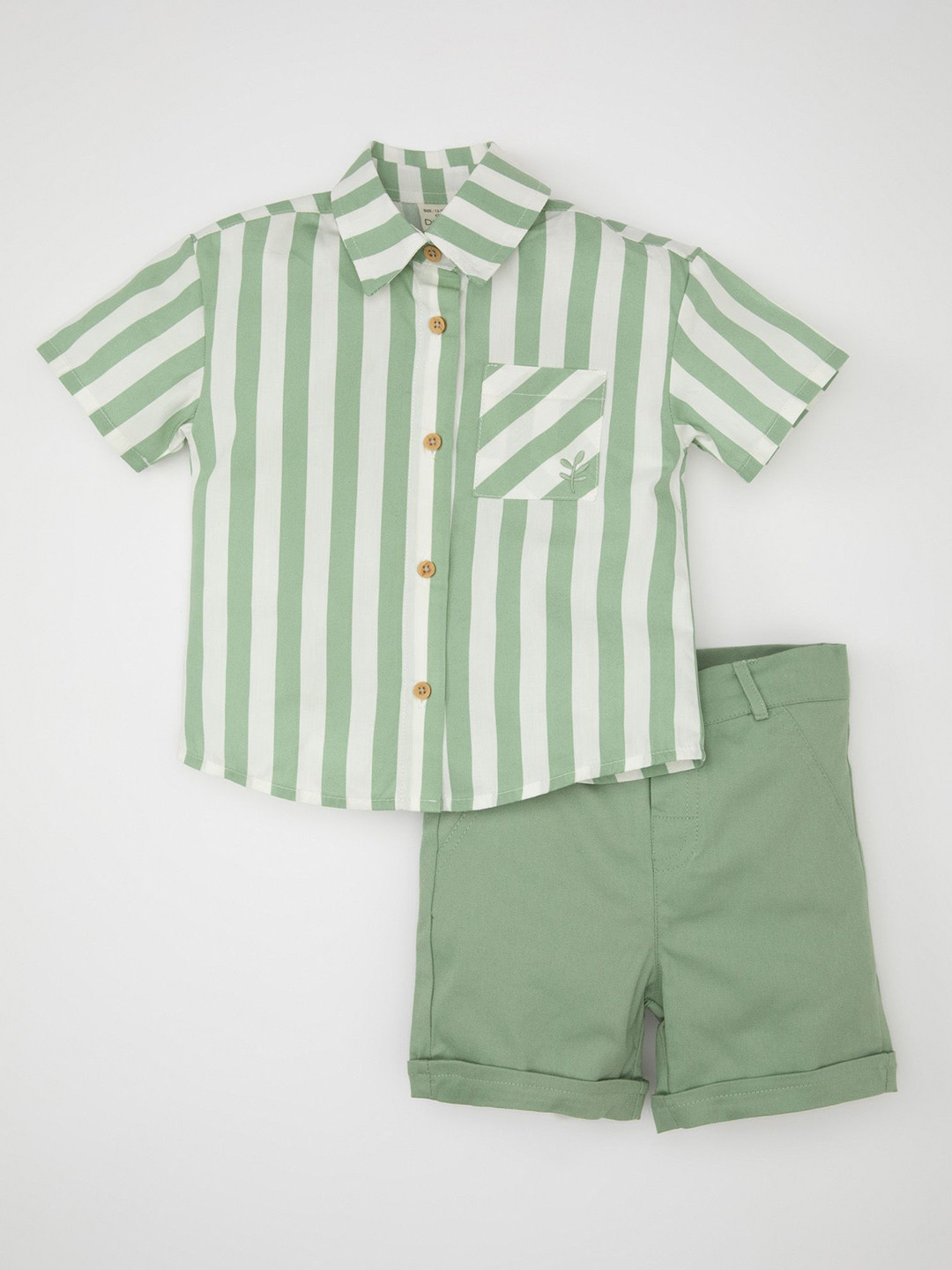 

DeFacto Boys Striped Shirt With Short, Green