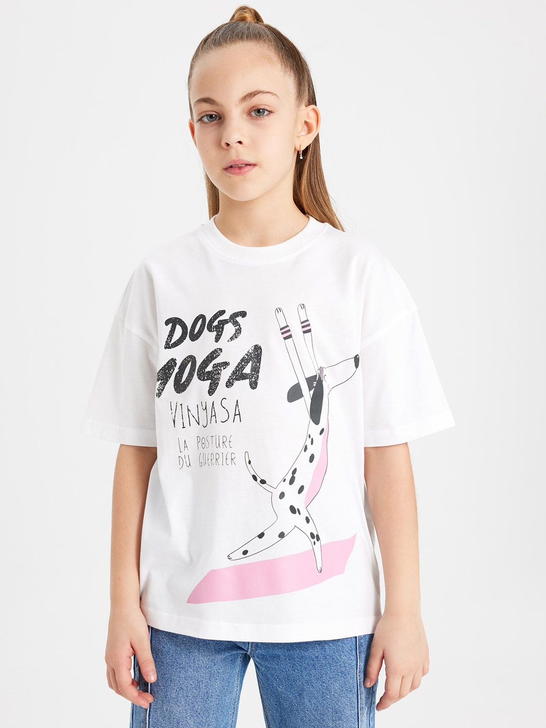 

DeFacto Girls Cotton Typography Printed T-shirt, White